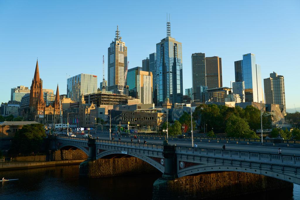 MELBOURNE, AUSTRALIA - OCT 28, 2019 : Beautiful Melbourne cityscape skyline in the morning