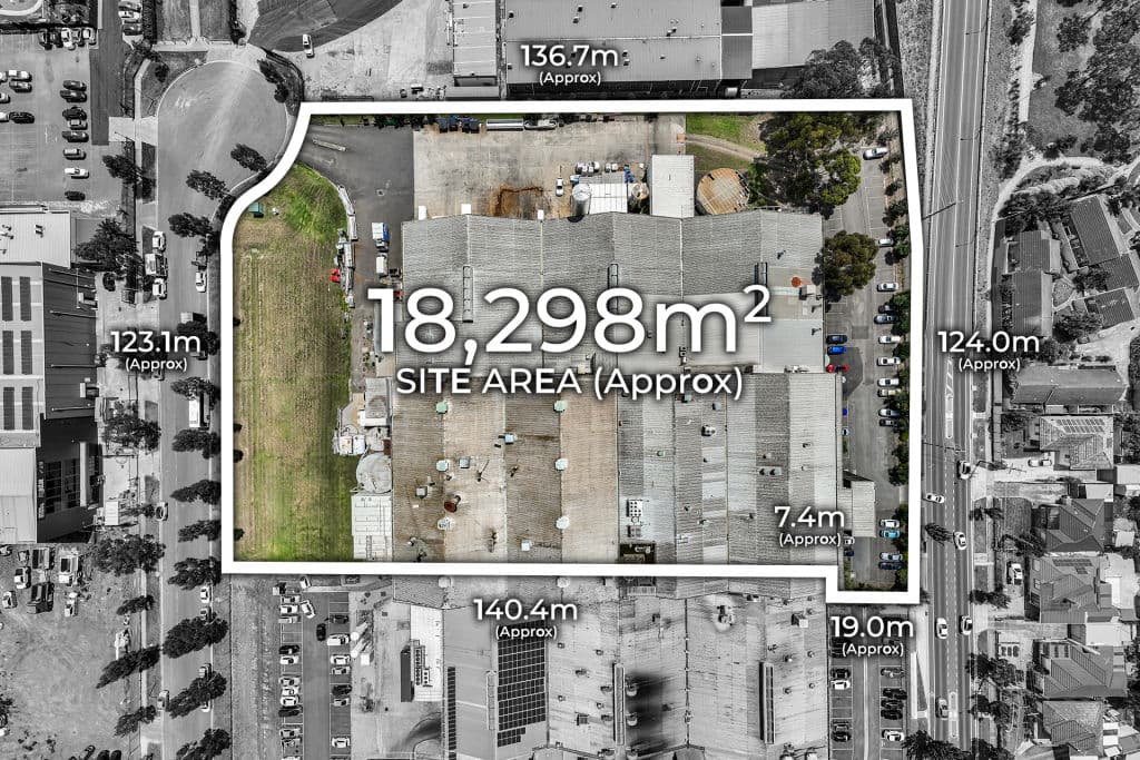 The huge block's 18,000-square-metre footprint includes a huge factory.