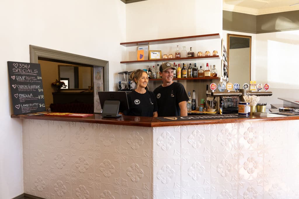 Publicans and proud Rochester locals Kate and Trav Lee, who restored and reopened the town's historic pub.
