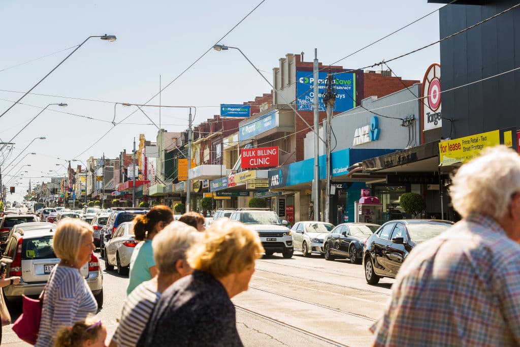 MELBOURNE, AUSTRALIA - APRIL 08: A general view of the shopping and cafe strip on Burke Road in Camberwell for Domain Neighbourhoods on April 8, 2017 in Melbourne, Australia. (Photo by Chris Hopkins/Fairfax Media)