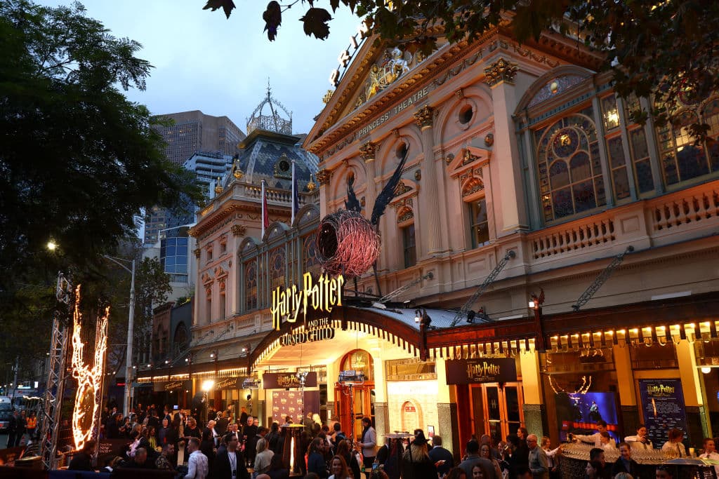 Day visitors are drawn to theatre shows, as seen at the Princess Theatre on opening night for Harry Potter and the Cursed Child in 2022. Photo: Graham Denholm