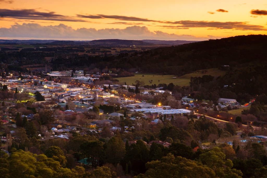 The NSW Southern Highlands town of Bowral at sunset. Photo: kokkai