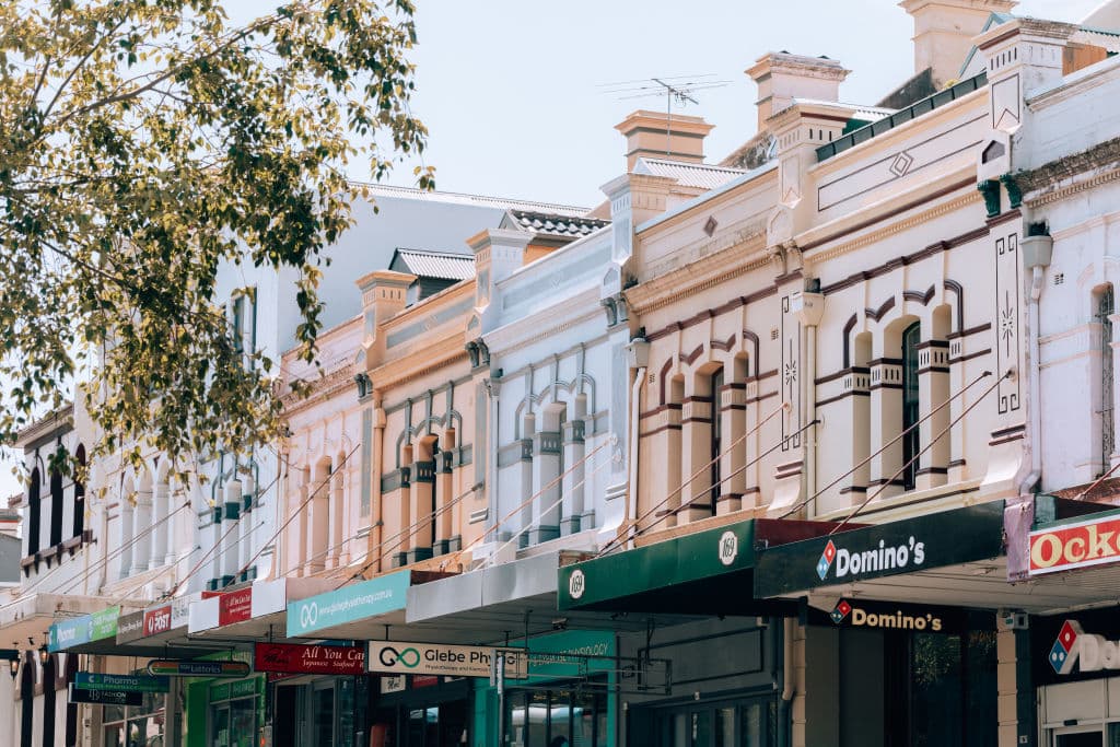 Shop fronts in Sydney suburb of Glebe