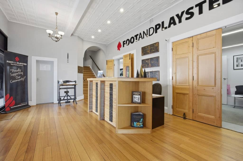 Retailer, desk, historic building.