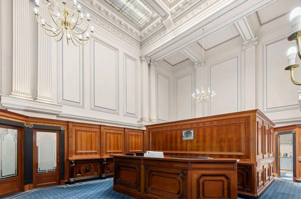 Grand room, chandelier, timber