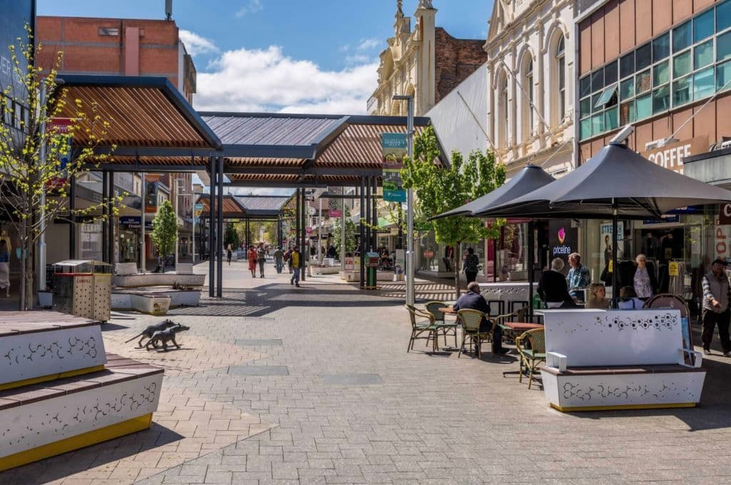 Brisbane Street Mall is a hive of activity for shoppers in Launceston.