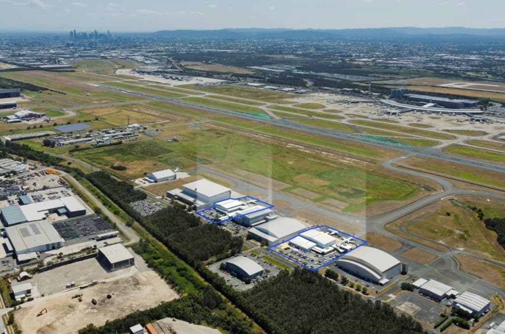 The hangers are seen within a close prximity to Brisbane's CBD.