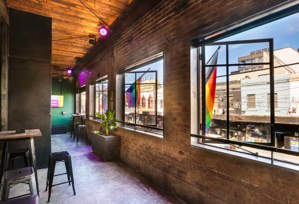 The view from the second floor space reveals large windows looking out to Smith Street.
