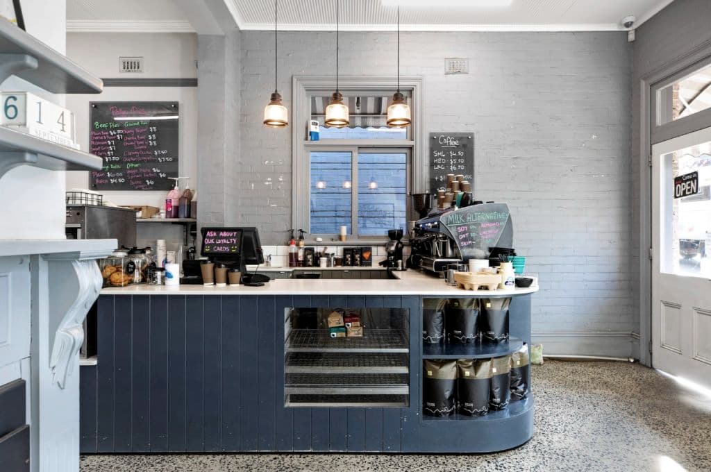 The front counter of the cafe style counter.