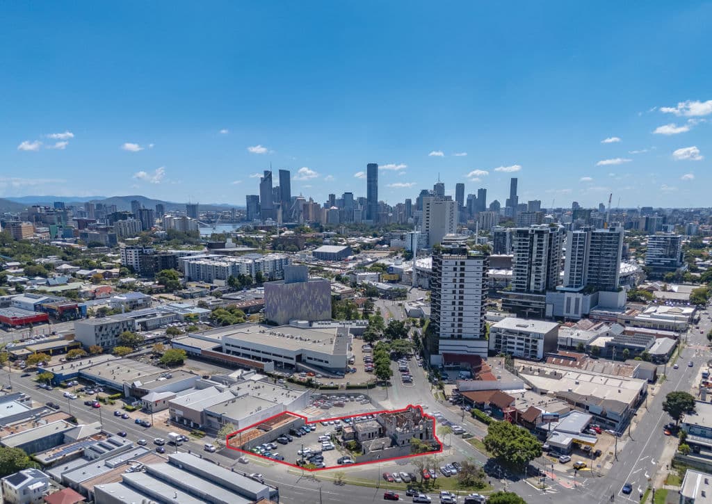 an aerial image of the fire devastated site and surrounds.