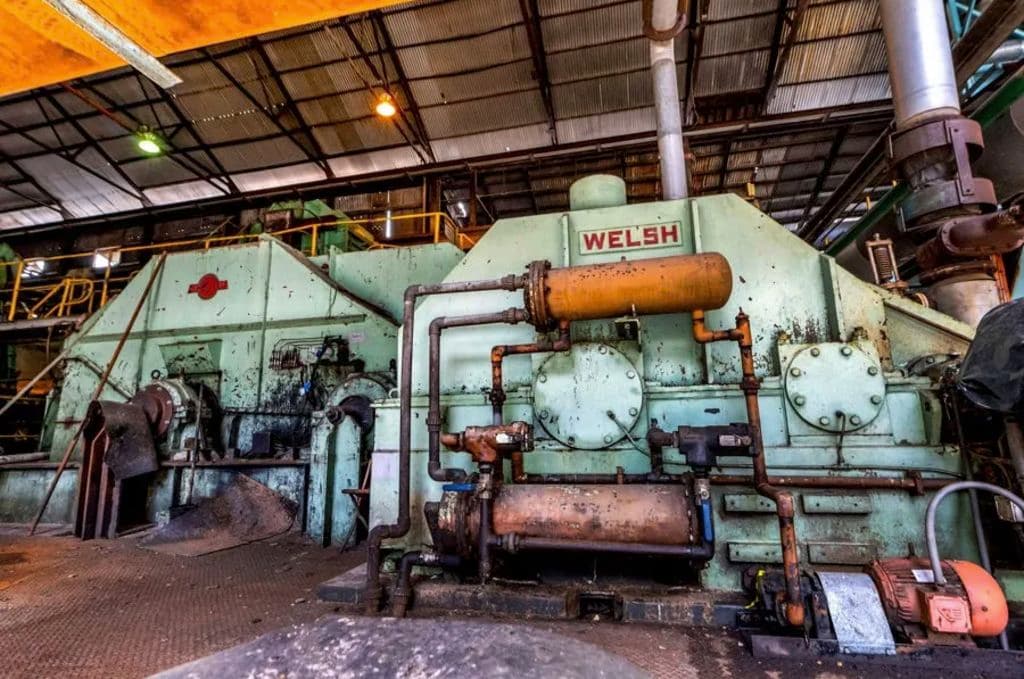 The infrastructure includes heavy machinery.