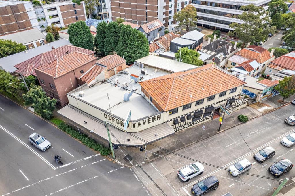 Aerial view of the Oxford Tavern.