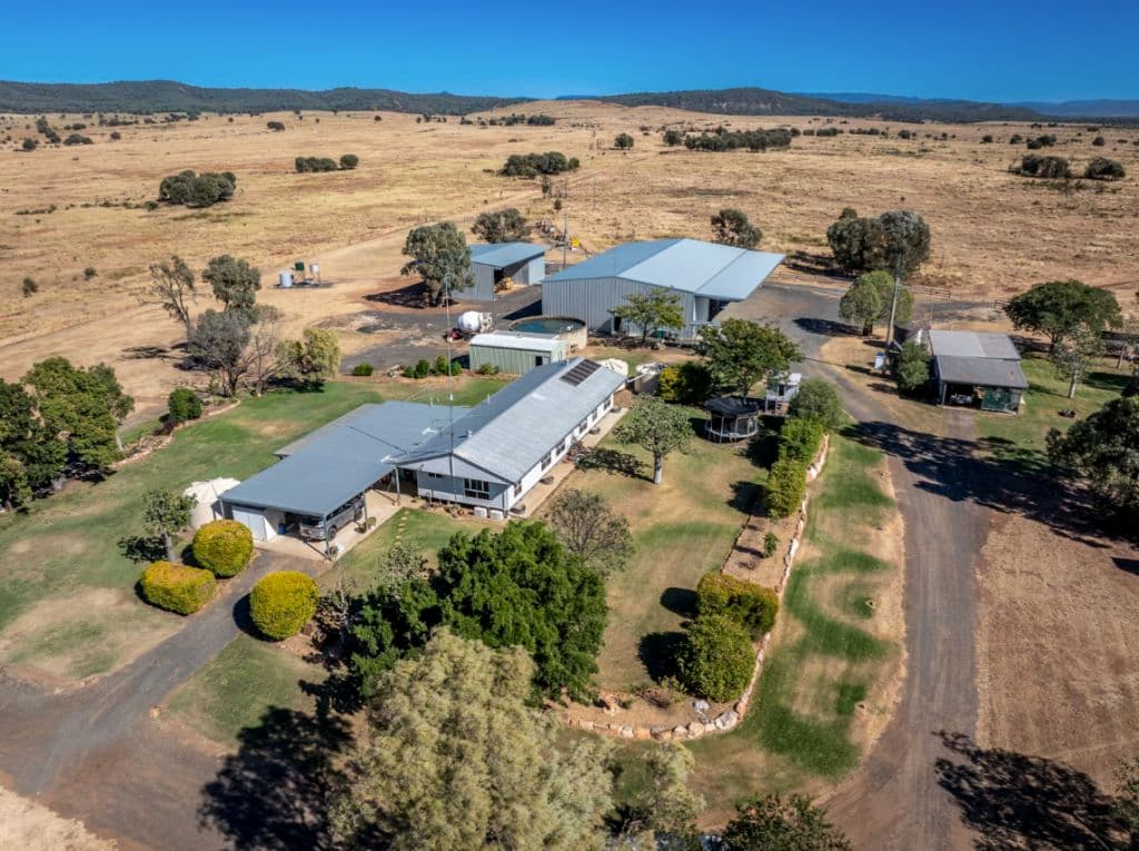 Aerial shot of the accommodation on the property.