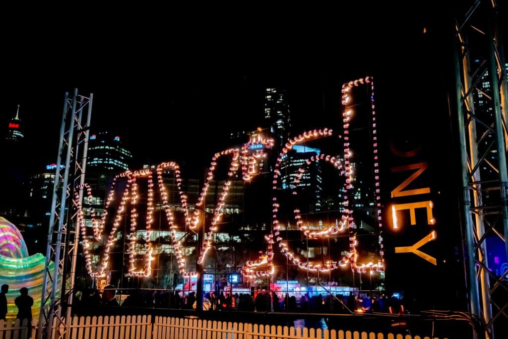 Fireplaces celebrates this timeless ritual, transforming key locations across Vivid Sydney into glowing gathering places. Experience the mesmerising glow of giant fire pits, awe-inspiring fire sculptures, flame throwers and fire barrels. Fireplaces brings warmth to these Vivid Sydney winter nights at Vivid Fire Kitchen. Artist - Foti International (Australia)