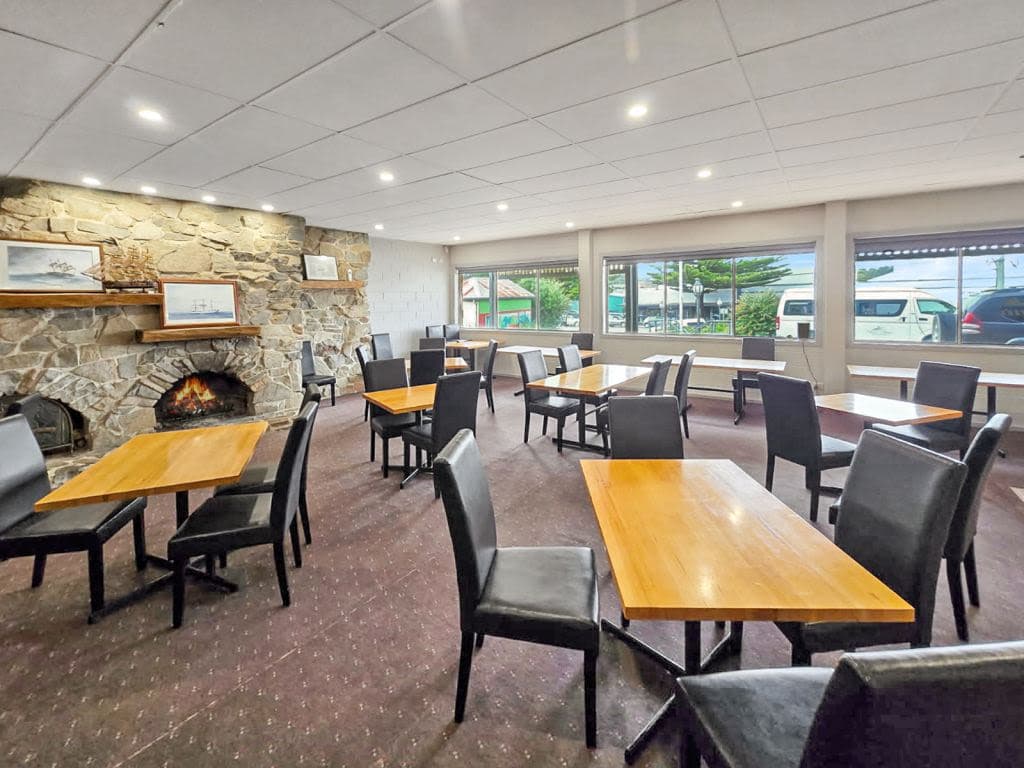 A private dining and event space offers unique fire-lit comfort away from prying eyes.