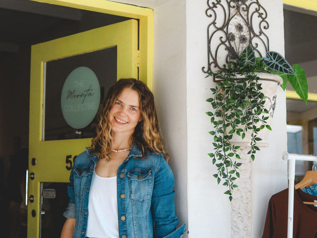 Jacqui Nelligan, owner of boutique The Moonta Collective. Nelligan has watched Moonta evolve from a tourist town to a permanent base for young families and retirees, and has adapted her business to this ongoing trade.