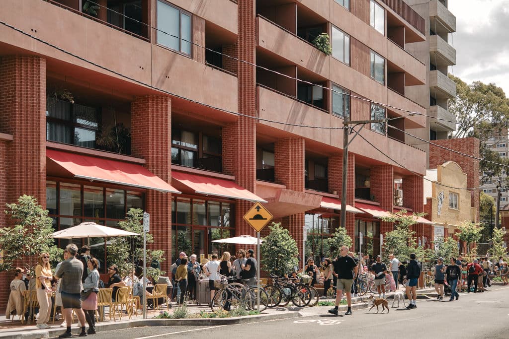 The exterior of the mixed-use development at 9 Wilson Avenue, Brunswick.