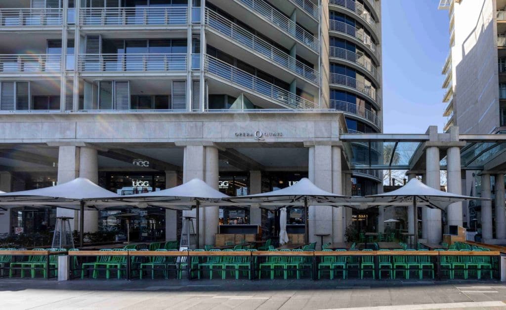 The front of the building from the promenade.