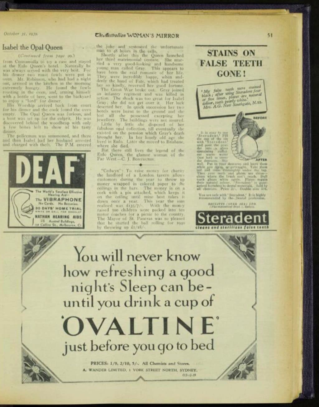 An article about the 'Eulo Queen' in October, 1939, in he Australian Women's Mirror.