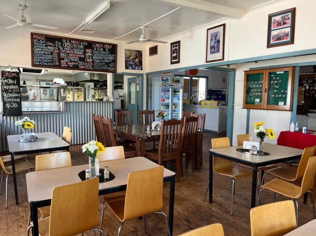 The inside dining space.