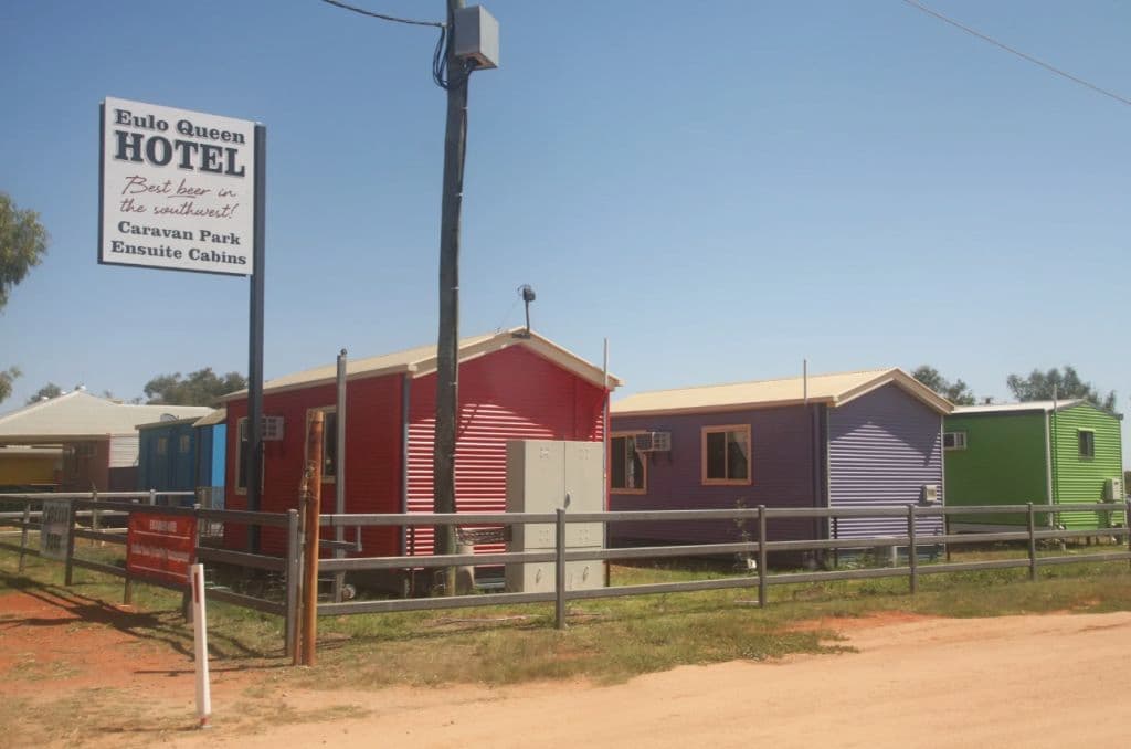 The gorgeous cabins make a sight for sore eyes upon arriving in Eulo.