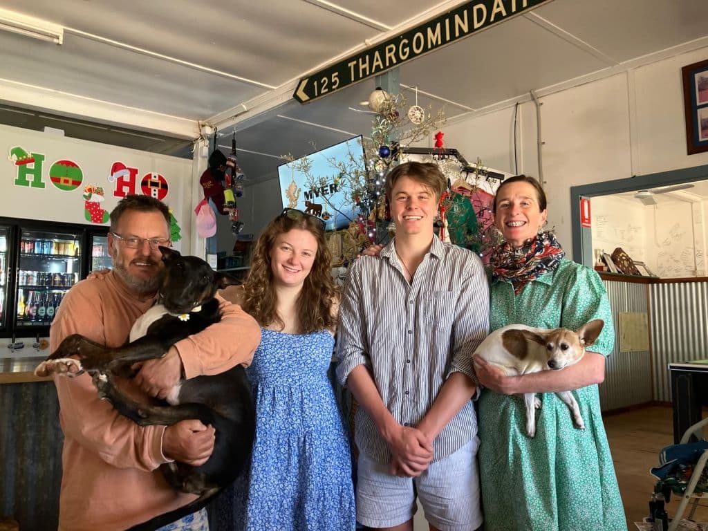 Adam and Prue Brancher with their children Antonia and Ollie, during a visit up north.