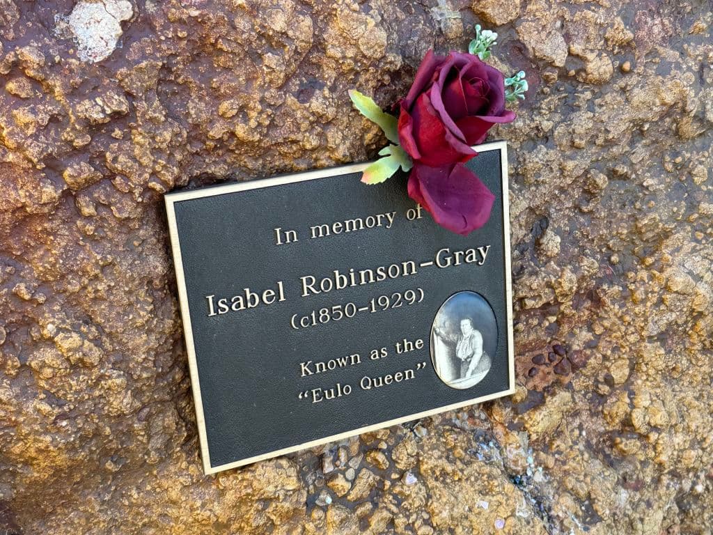 A plaque dedicated to the pub's namesake, Isabel Robinson-Gray.