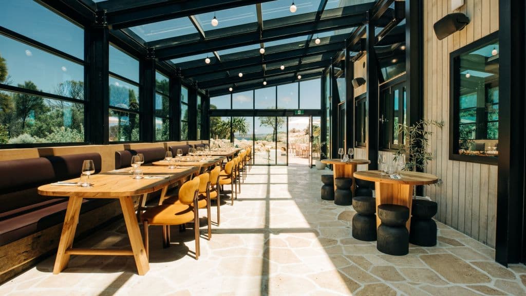 The atrium brings the outdoors indoors at Rumi at Louth Island