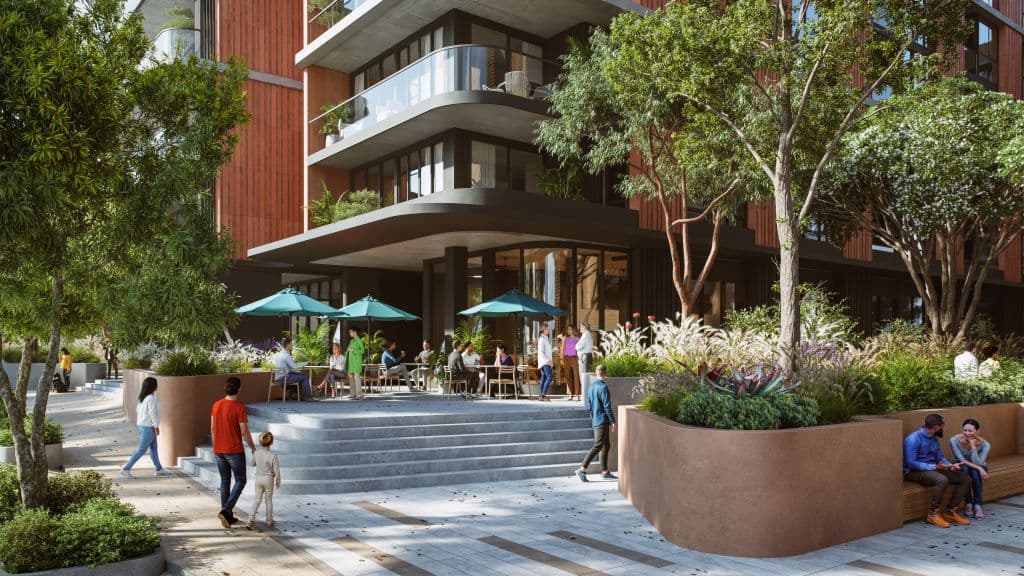 Retail amenities at the base of Senso in Epping, Sydney.