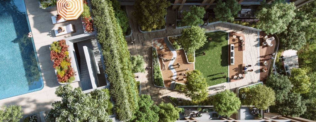 Lifestyle amenities and gardens are a big selling point of Senso in Epping, Sydney.