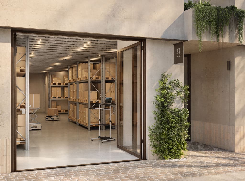 A unit shows boxes stacked at Sabi House.