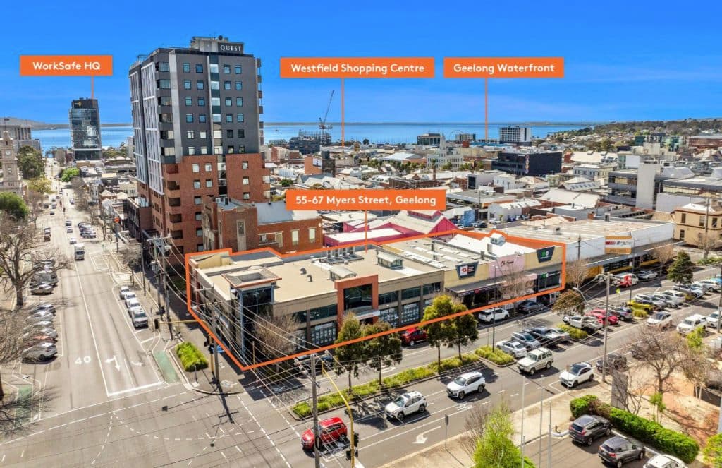 The four adjoining Myers Street buildings sit opposite Geelong’s St John of God Hospital.